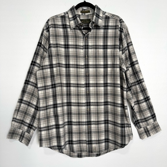 ORVIS Signature Collection Shirt Men’s Large Gray Plaid Flannel Western Grunge - Picture 1 of 9